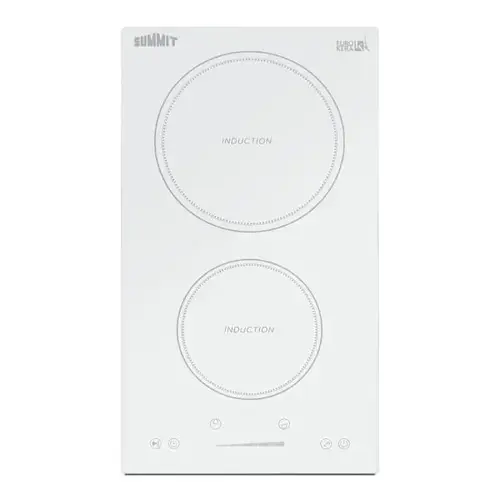 12" Wide 2-Zone Built-In Induction Cooktop In White Glass 12" Wide 2-Zone Built-In Induction Cooktop In White Glass