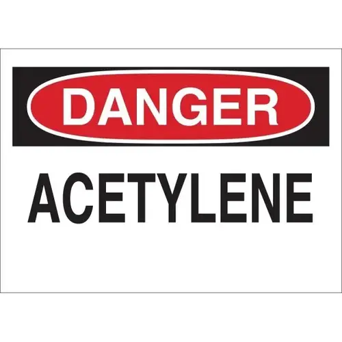 7 X 10" Polyester Self Sticking "Danger Acetylene" Sign 7 X 10" Polyester Self Sticking "Danger Acetylene" Sign