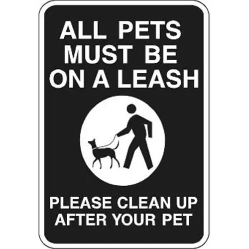 All Pets Must Be On A Leash Sign, Midnight Black Non-Reflective, 12 X 18 All Pets Must Be On A Leash Sign, Midnight Black Non-Reflective, 12 X 18
