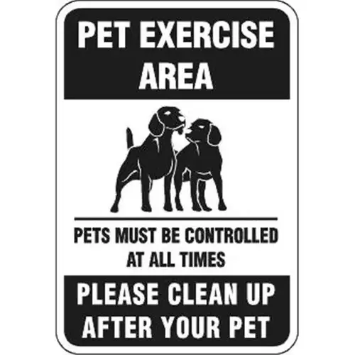 Pet Exercise Area Sign, Midnight Black, Non-Reflective, 12 X 18 Pet Exercise Area Sign, Midnight Black, Non-Reflective, 12 X 18