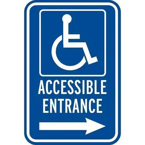 Accessible Disabled Parking Sign With Right Arrow, Reflective, 12 X 18" Accessible Disabled Parking Sign With Right Arrow, Reflective, 12 X 18"