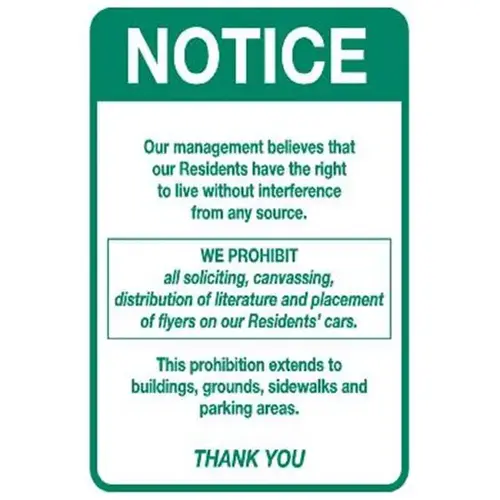 No Soliciting Sign, Reflective, 12 X 18 No Soliciting Sign, Reflective, 12 X 18