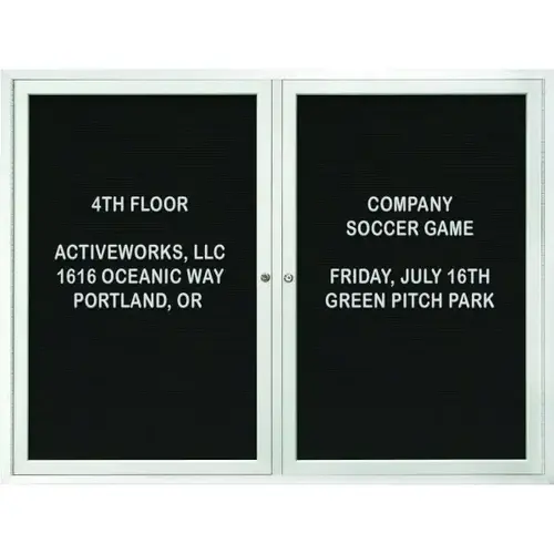 Enclosed Double Door Outdoor Directory Board, Lock, Wall Mount, Aluminum, 48x36" Enclosed Double Door Outdoor Directory Board, Lock, Wall Mount, Aluminum, 48x36"