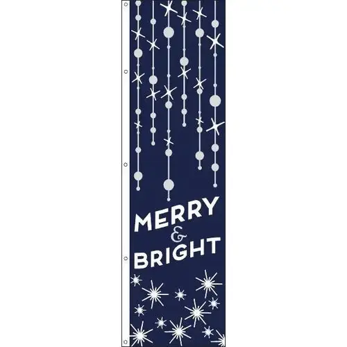 Holiday Flag, "Merry & Bright" Holiday Twinkle Design, 3 ft X 10 ft Holiday Flag, "Merry & Bright" Holiday Twinkle Design, 3 ft X 10 ft