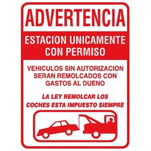 Spanish Towing/Graphic Sign, Reflective, 18 X 24" Spanish Towing/Graphic Sign, Reflective, 18 X 24"