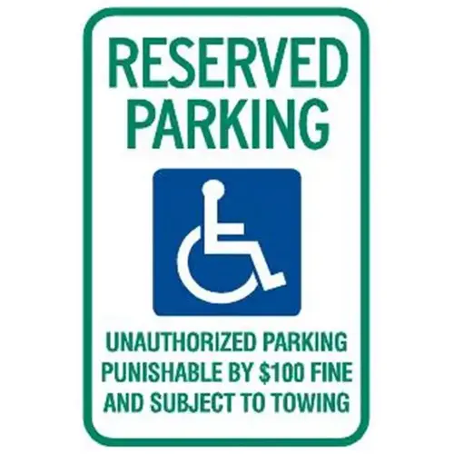 Tennessee Reserved Parking Disabled Parking Sign, Reflective, 12 X 18" Tennessee Reserved Parking Disabled Parking Sign, Reflective, 12 X 18"