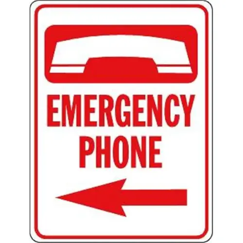 Emergency Phone Sign With Left Arrow, Non-Reflective, 18 X 24 Emergency Phone Sign With Left Arrow, Non-Reflective, 18 X 24