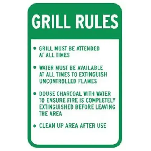 Grill Rules Sign, Non-Reflective, 12 X 18 In Grill Rules Sign, Non-Reflective, 12 X 18 In