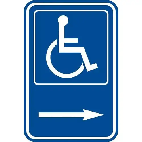 Disabled Parking Symbol Sign Wiith Right Arrow, Reflective, 12 X 18" Disabled Parking Symbol Sign Wiith Right Arrow, Reflective, 12 X 18"