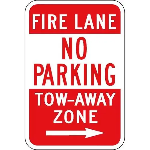 Fire Lane No Parking Sign With Right Arrow, Reflective, 12 X 18 Fire Lane No Parking Sign With Right Arrow, Reflective, 12 X 18