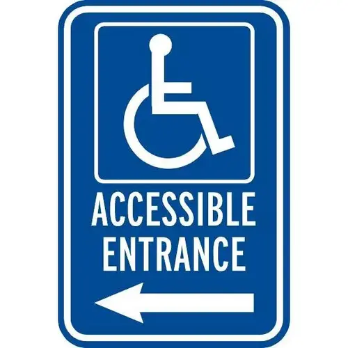 Accessible Disabled Parking Sign With Left Arrow, Reflective, 12 X 18" Accessible Disabled Parking Sign With Left Arrow, Reflective, 12 X 18"