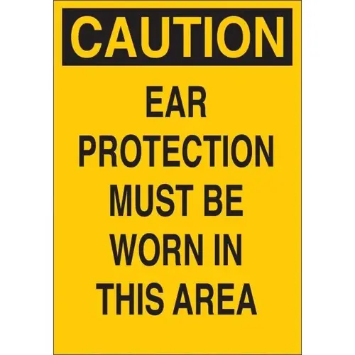 Accuform "Caution Ear Protection Must Be Worn In This Area" Sign, 7" X 10", Plastic Accuform "Caution Ear Protection Must Be Worn In This Area" Sign, 7" X 10", Plastic