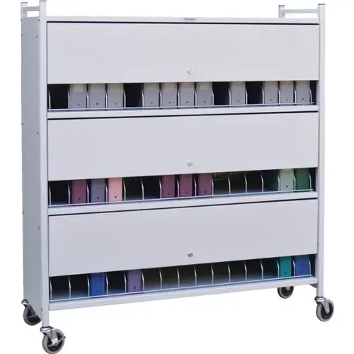 Omnicart Chart Rack In Light Gray Holds 45 Binders Locking Panel 3 X 15" Omnicart Chart Rack In Light Gray Holds 45 Binders Locking Panel 3 X 15"