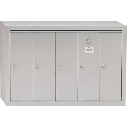 Vertical Mailbox, 5 Doors, Aluminum Finish Vertical Mailbox, 5 Doors, Aluminum Finish