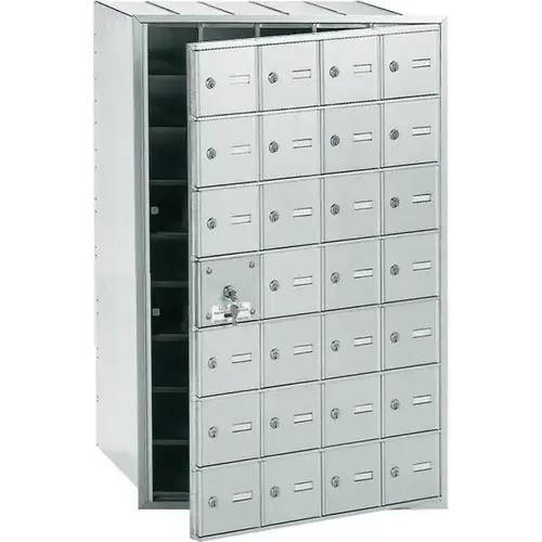 Horizontal Mailbox, 28 Doors, Aluminum Finish Horizontal Mailbox, 28 Doors, Aluminum Finish