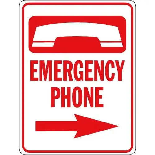 Emergency Phone Sign With Right Arrow, Non-Reflective, 18 X 24 Emergency Phone Sign With Right Arrow, Non-Reflective, 18 X 24