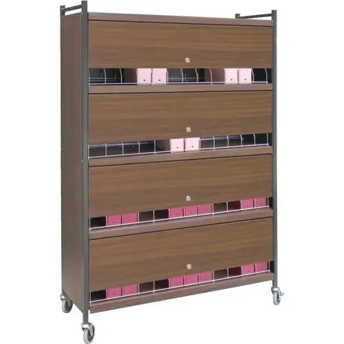 Omnicart Locking Chart Rack In Light Grey Holds 48 Binders Panel 4x12" Omnicart Locking Chart Rack In Light Grey Holds 48 Binders Panel 4x12"