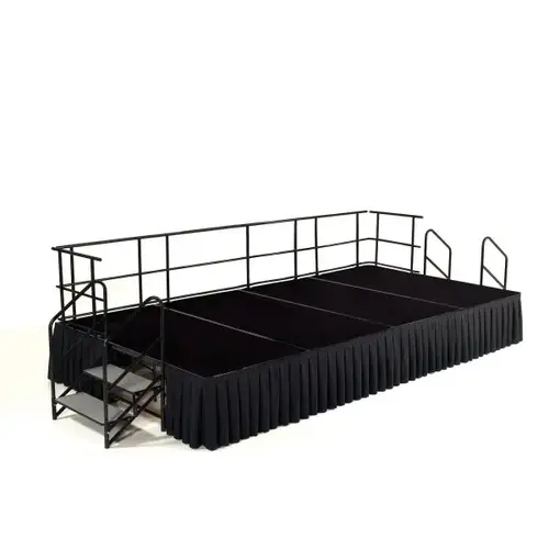 8 X 12 ft Stage Package, 24"H, Black Carpet, Black Skirt 8 X 12 ft Stage Package, 24"H, Black Carpet, Black Skirt
