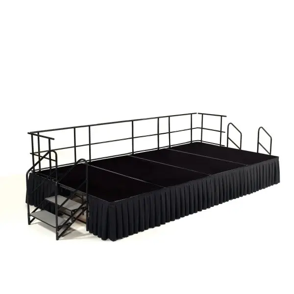 National Public Seating 8 X 12 ft Stage Package 24"H Black Carpet Black Skirt SG362404C-10-SB10