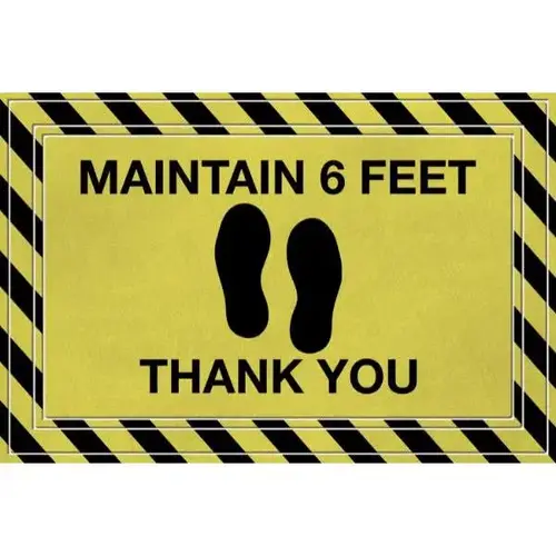 Fashionable Deluxe "Maintain 6 Feet" Floor Mat (Yellow Chevron) Fashionable Deluxe "Maintain 6 Feet" Floor Mat (Yellow Chevron)