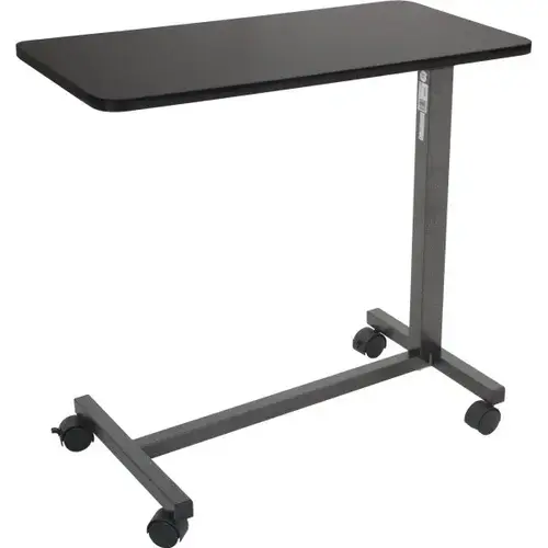 Non-Tilt Overbed Table, Silver Powder-Coat Frame W/ 30" X15" Walnut Top, Non-Tilt Overbed Table, Silver Powder-Coat Frame W/ 30" X15" Walnut Top,