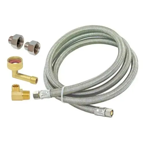 Dishwasher Installation Kit, 12 Ft. 3/8" Hose And Adapters Stainless Steel Dishwasher Installation Kit, 12 Ft. 3/8" Hose And Adapters Stainless Steel