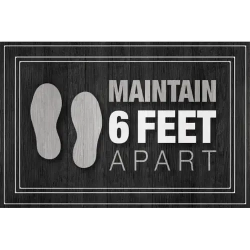 Fashionables Deluxe "Maintain 6 Feet Apart" Floor Mat (Gray/Black) Fashionables Deluxe "Maintain 6 Feet Apart" Floor Mat (Gray/Black)