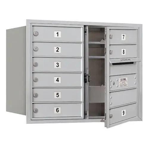 Mounted 4c Horizontal Mailbox, Double, 9 Mb1 Doors, Aluminum Mounted 4c Horizontal Mailbox, Double, 9 Mb1 Doors, Aluminum