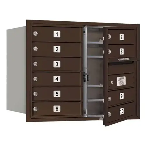 Mounted 4c Horizontal Mailbox, Double, 10 Mb1 Doors, Bronze Mounted 4c Horizontal Mailbox, Double, 10 Mb1 Doors, Bronze