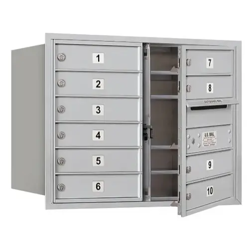 Recess Mounted 4c Horizontal Mailbox, 10 Mb1 Doors, Aluminum Recess Mounted 4c Horizontal Mailbox, 10 Mb1 Doors, Aluminum