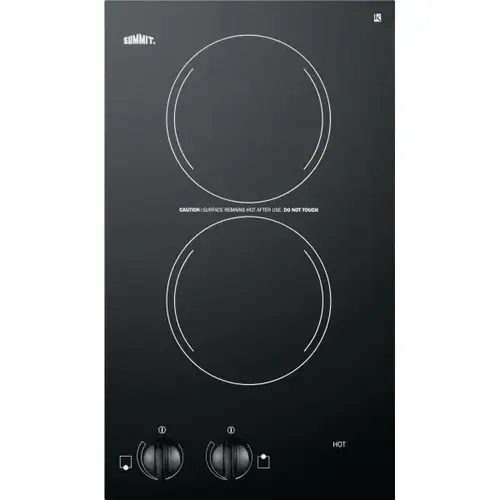 20" Two-Burner Electric, Smooth Cooktop W/ Black Glass Surface 20" Two-Burner Electric, Smooth Cooktop W/ Black Glass Surface