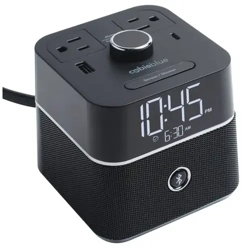 Cubieblue 2.0 Alarm Clock With Bluetooth, 2 Power Outlets And 2 Usb Cubieblue 2.0 Alarm Clock With Bluetooth, 2 Power Outlets And 2 Usb