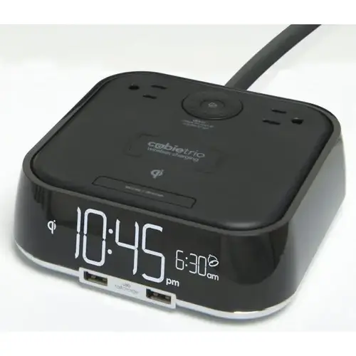 Cubietrio Wireless Charging Single Day Alarm Clock 2 Power Outlets Cubietrio Wireless Charging Single Day Alarm Clock 2 Power Outlets