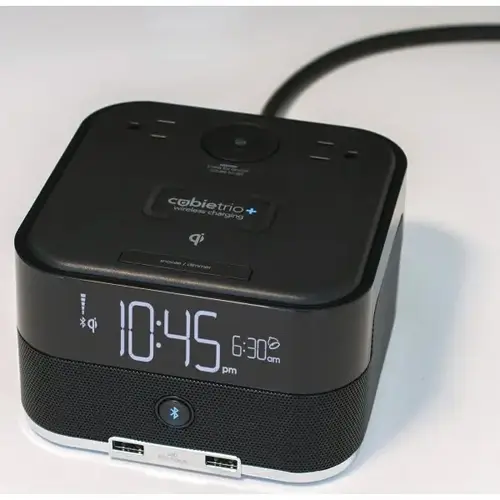 Cubietrio+ Wireless Charging Single Day Alarm Clock 2 Power Outlets Cubietrio+ Wireless Charging Single Day Alarm Clock 2 Power Outlets