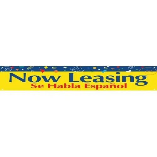 Horizontal Now Leasing Se Habla Espanol Banner, 20 ft X 4 ft Horizontal Now Leasing Se Habla Espanol Banner, 20 ft X 4 ft