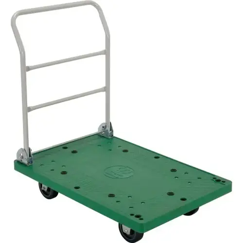 500 Lb Green Plastic Folding Handle Platform Truck 37" X 25" 500 Lb Green Plastic Folding Handle Platform Truck 37" X 25"