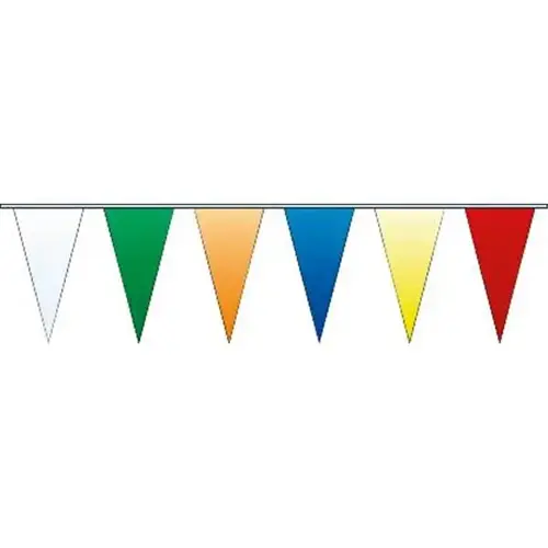 Multi-Color Pennant String/Banner. 60 ft W/ 24, 12" X 18" Pennants, Polyethelene Multi-Color Pennant String/Banner. 60 ft W/ 24, 12" X 18" Pennants, Polyethelene