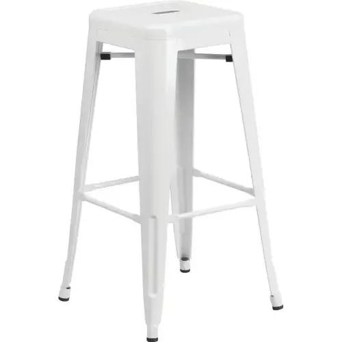 30" Backless White Metal Bar Stool 30" Backless White Metal Bar Stool