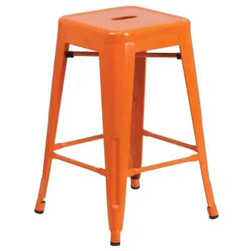 24 inch Backless Orange Metal Counter Height Stool 24 inch Backless Orange Metal Counter Height Stool