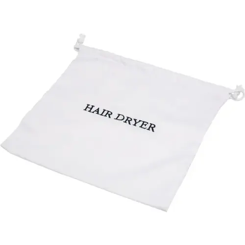 Hair Dryer Bag White With Navy Embroidery Hair Dryer Bag White With Navy Embroidery