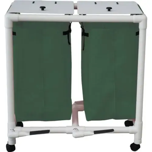 Echo Double Hamper With Mesh Bags And Foot Pedal - Forest Green Echo Double Hamper With Mesh Bags And Foot Pedal - Forest Green