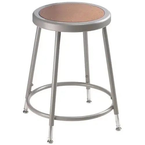 Round 19-26.5" Adjustable Stool With Hardboard Seat Grey Round 19-26.5" Adjustable Stool With Hardboard Seat Grey