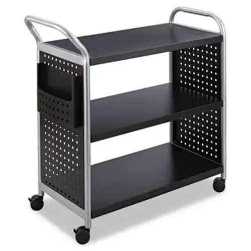 Scoot Three-Shelf Utility Cart, 31w X 18d X 38h, Black/Silver Scoot Three-Shelf Utility Cart, 31w X 18d X 38h, Black/Silver