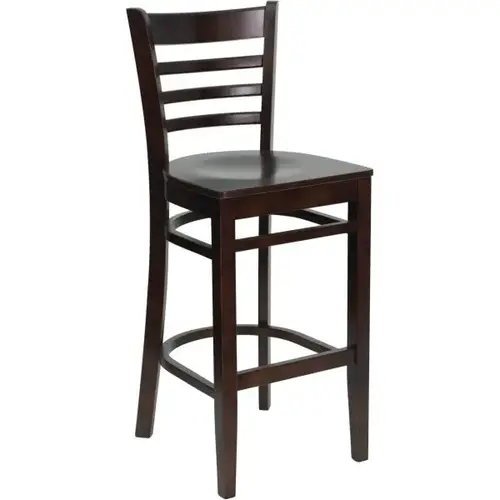 Hercules Series Walnut Finished Ladder Back Wood Barstool Wood Seat Hercules Series Walnut Finished Ladder Back Wood Barstool Wood Seat