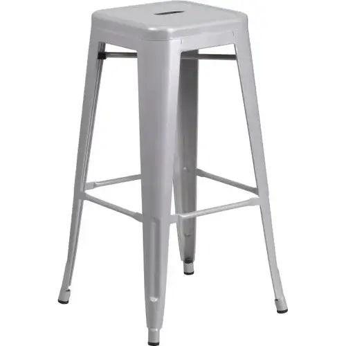 30" Backless Silver Metal Bar Stool 30" Backless Silver Metal Bar Stool