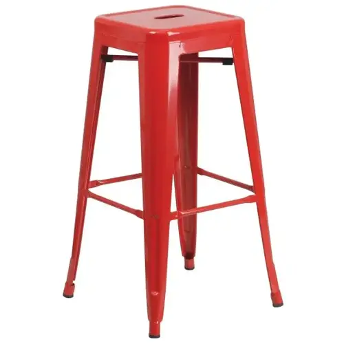 30" Backless Red Metal Bar Stool 30" Backless Red Metal Bar Stool