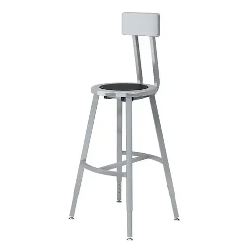 24-32" Height Adjust. Stool W/Bkrst Blk Seat Grey Frame 24-32" Height Adjust. Stool W/Bkrst Blk Seat Grey Frame