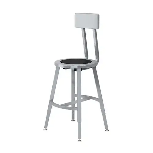 18-26" Height Adjust. Stool W/Bkrst Blk Seat Grey Frame 18-26" Height Adjust. Stool W/Bkrst Blk Seat Grey Frame