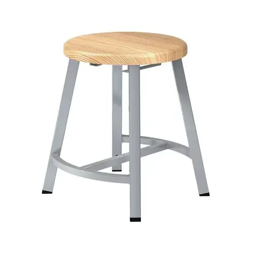 18-In Titan Stool Solid Wood Seat Grey Frame 18-In Titan Stool Solid Wood Seat Grey Frame