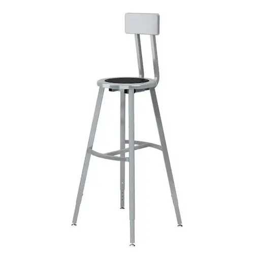 30-38" Height Adjust. Stool W/Bkrst Blk Seat Grey Frame 30-38" Height Adjust. Stool W/Bkrst Blk Seat Grey Frame